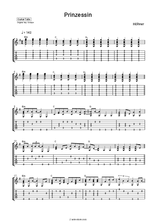 Prinzessin - Höhner Tabs - Guitar.Tabs