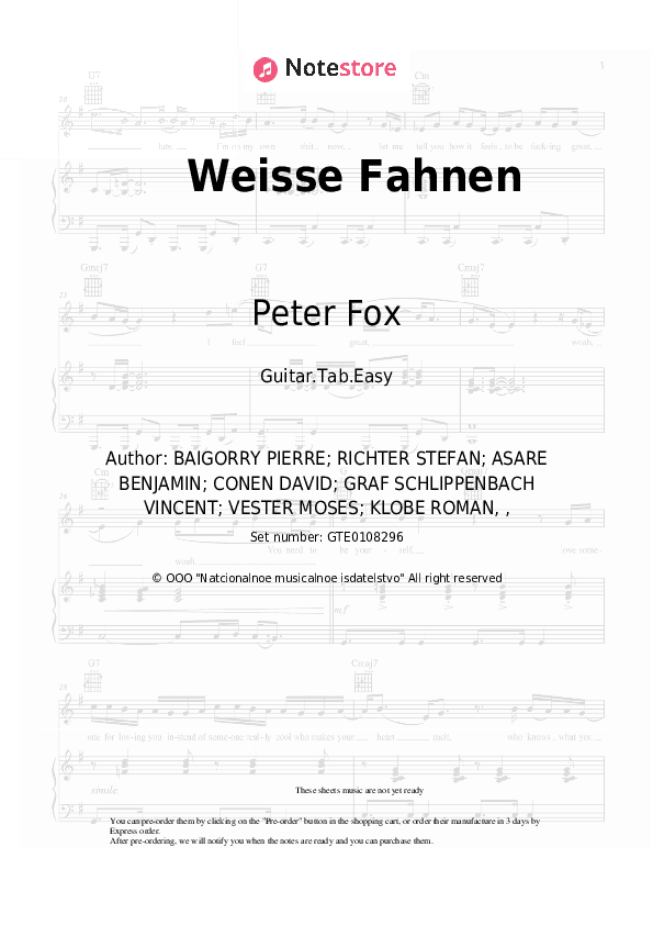 Weisse Fahnen - Peter Fox Tabs Easy - Guitar.Tab.Easy