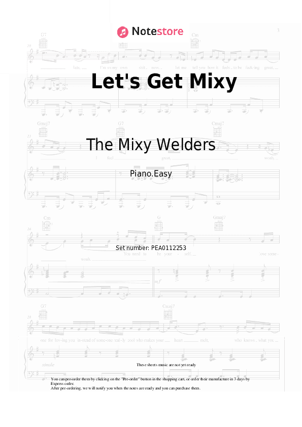 Let's Get Mixy - The Mixy Welders Piano Sheet Music Easy - Piano.Easy