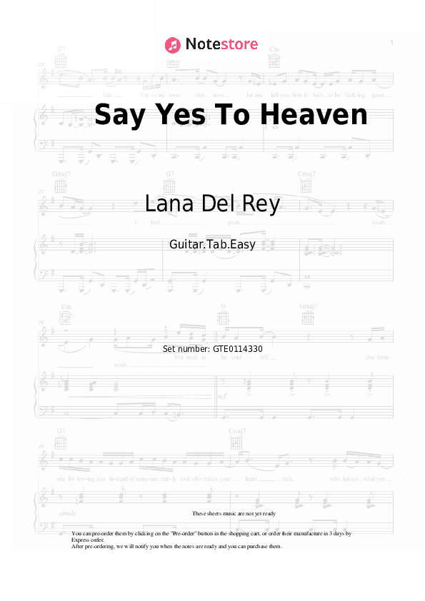 Say Yes To Heaven - Lana Del Rey Tabs Easy - Guitar.Tab.Easy