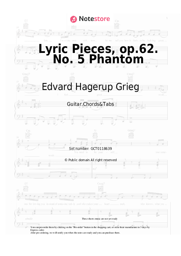 Lyric Pieces, op.62. No. 5 Phantom - Edvard Hagerup Grieg Chords and Tabs - Guitar.Chords&Tabs