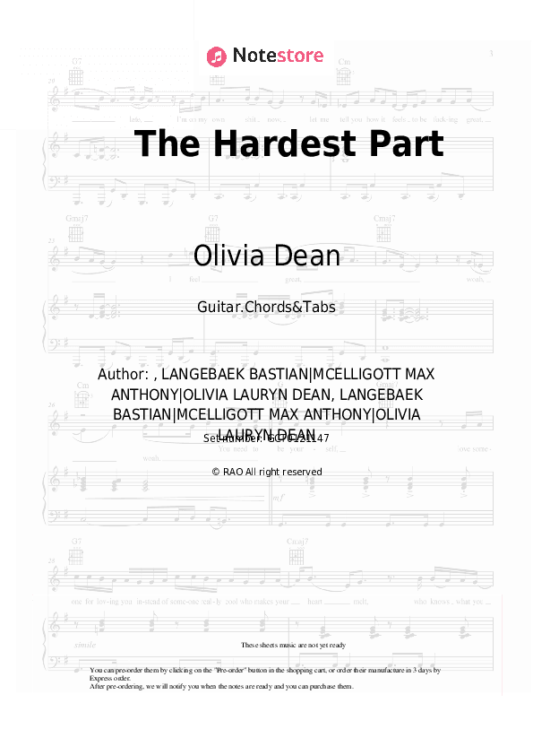 The Hardest Part - Olivia Dean Chords and Tabs - Guitar.Chords&Tabs