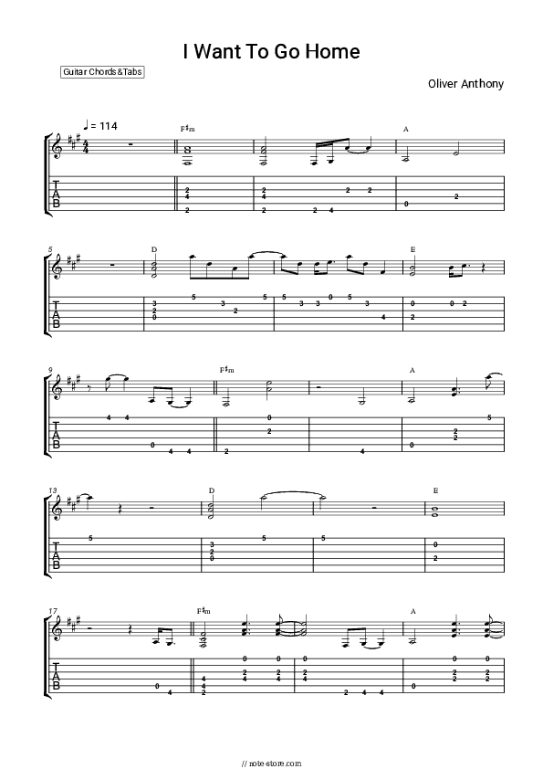 I Want to go Home - Oliver Anthony Music Chords and Tabs - Guitar.Chords&Tabs