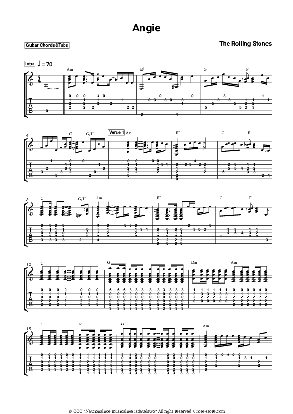 Angie - The Rolling Stones Chords and Tabs - Guitar.Chords&Tabs