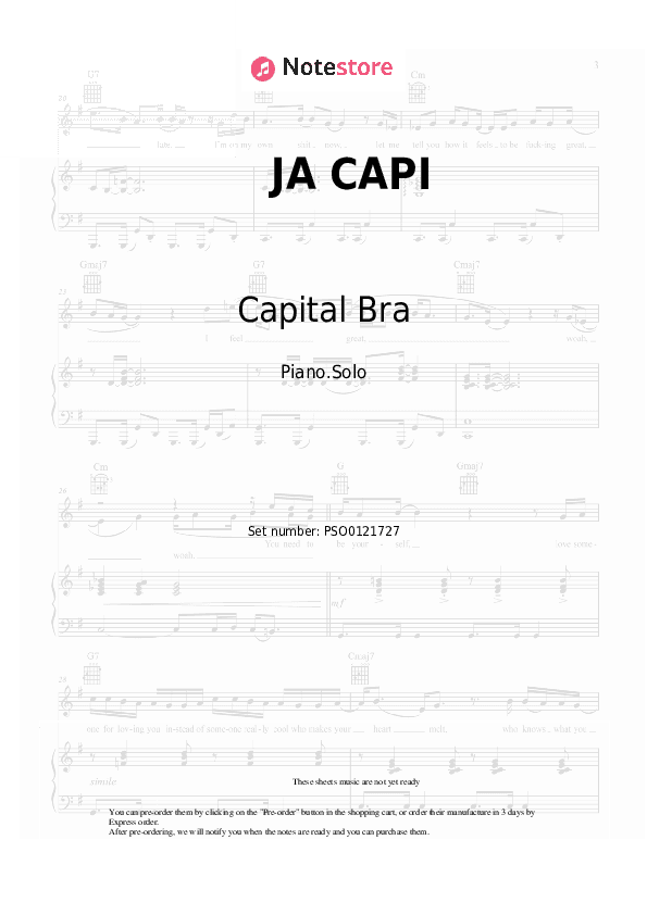 JA CAPI - Capital Bra Piano Sheet Music - Piano.Solo