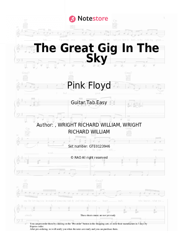 The Great Gig In The Sky - Pink Floyd Tabs Easy - Guitar.Tab.Easy