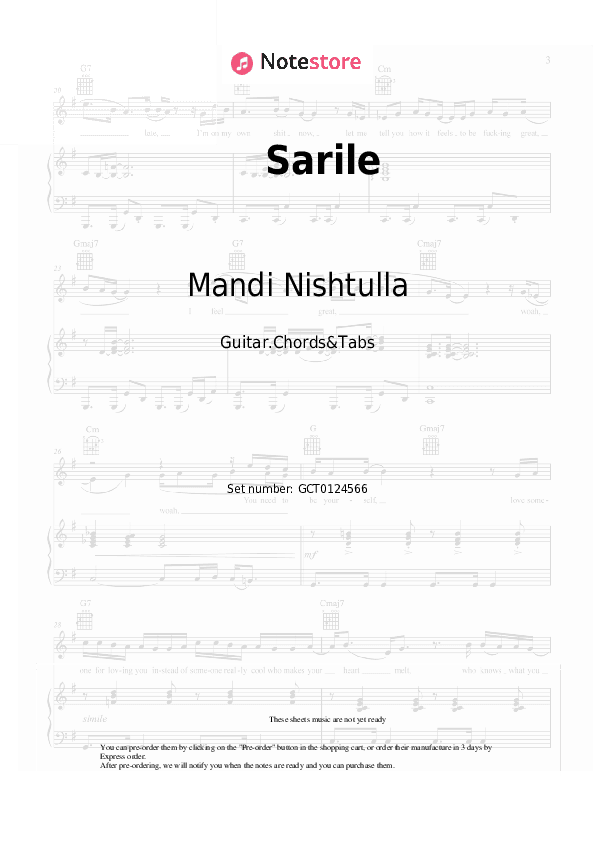 Sarile - Mandi Nishtulla, Bes Kallaku Chords and Tabs - Guitar.Chords&Tabs