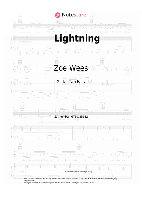 Lightning - Zoe Wees Tabs Easy - Guitar.Tab.Easy