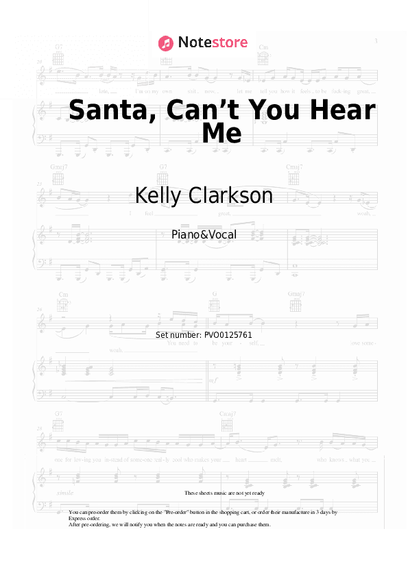 Santa, Can’t You Hear Me - Kelly Clarkson, Ariana Grande Piano Sheet Music with the Voice part - Piano&Vocal
