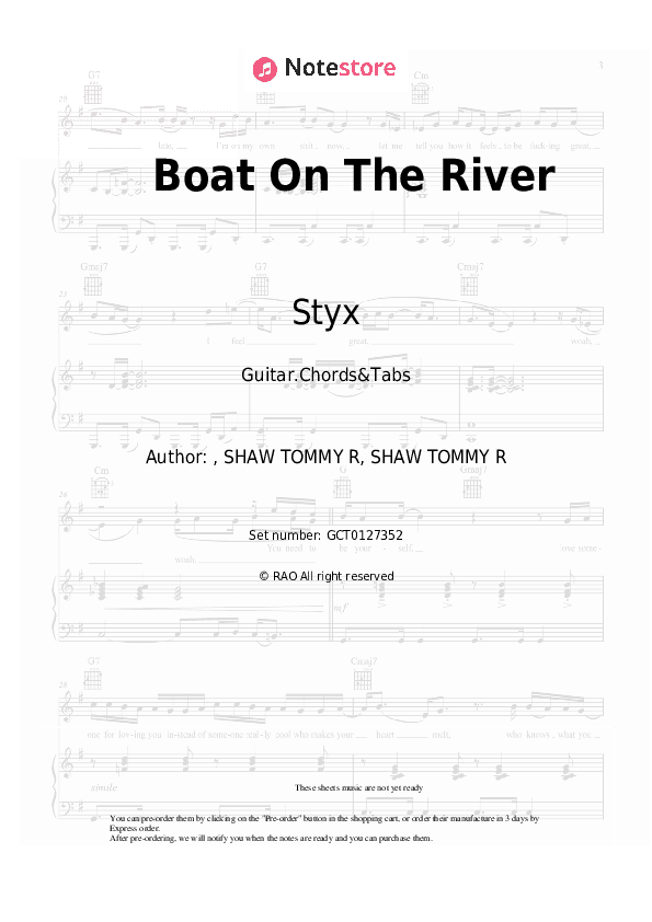Boat On The River - Styx Chords and Tabs - Guitar.Chords&Tabs
