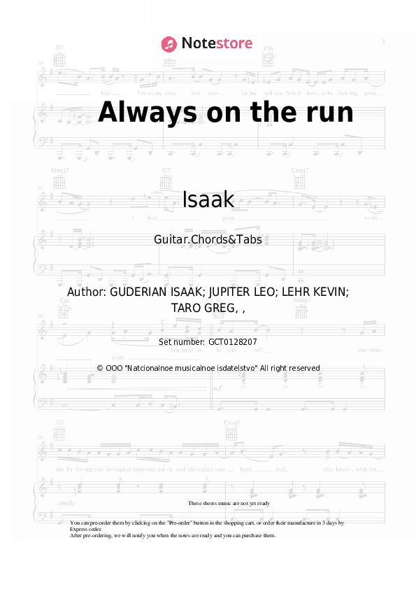 Always on the run - Isaak Chords and Tabs - Guitar.Chords&Tabs