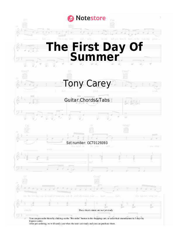 The First Day Of Summer - Tony Carey Chords and Tabs - Guitar.Chords&Tabs