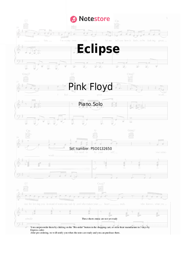 Eclipse - Pink Floyd Piano Sheet Music - Piano.Solo