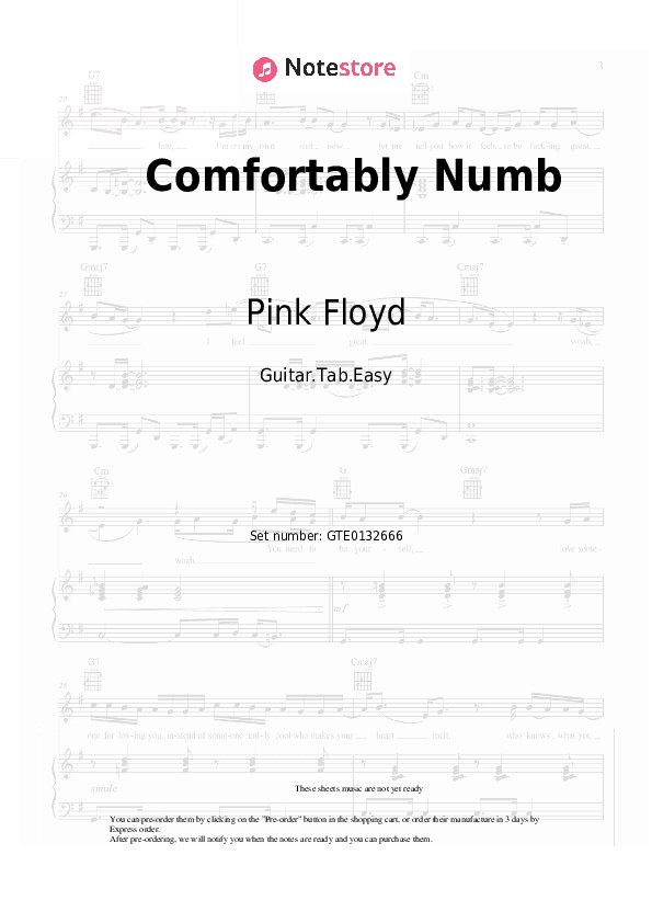 Comfortably Numb - Pink Floyd Tabs Easy - Guitar.Tab.Easy