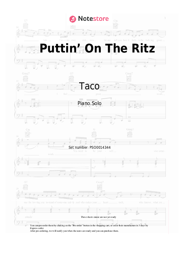 Puttin’ On The Ritz - Taco Piano Sheet Music - Piano.Solo