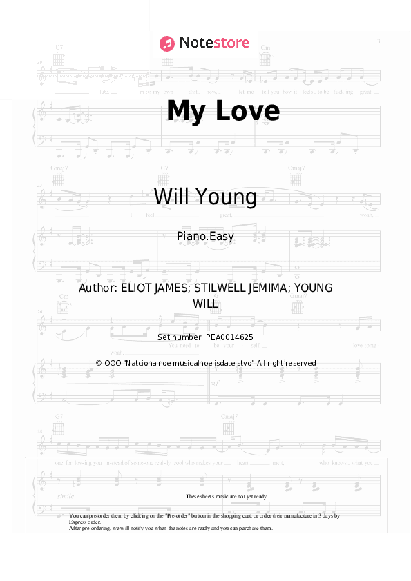 My Love - Will Young Piano Sheet Music Easy - Piano.Easy