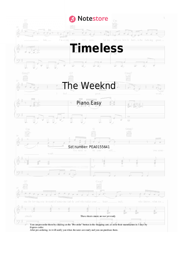 Timeless - The Weeknd, Playboi Carti Piano Sheet Music Easy - Piano.Easy