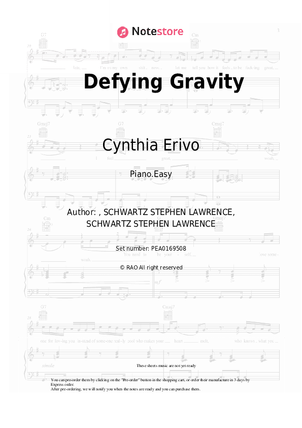 Defying Gravity - Cynthia Erivo, Ariana Grande Piano Sheet Music Easy - Piano.Easy