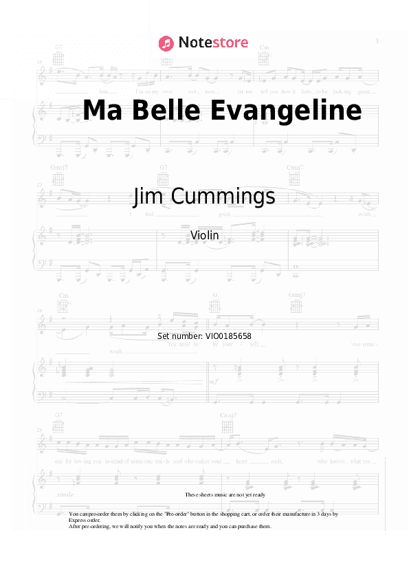 Ma Belle Evangeline (from 'The Princess and the Frog') - Jim Cummings, Randy Newman Violin Sheet Music - Violin