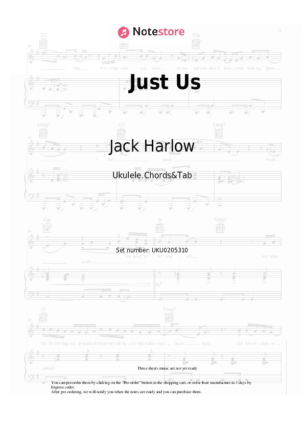 Just Us - Jack Harlow, Doja Cat Ukulele Sheet Music - Ukulele.Chords&Tab