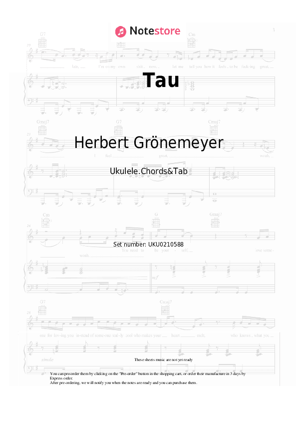 Tau - Herbert Grönemeyer Ukulele Sheet Music - Ukulele.Chords&Tab