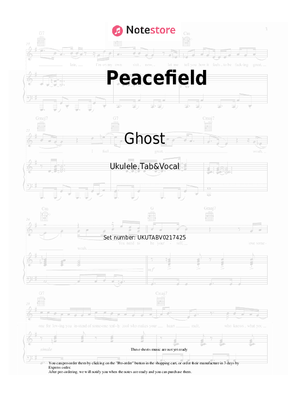 Peacefield - Ghost Sheet Music - Ukulele.Tab&Vocal