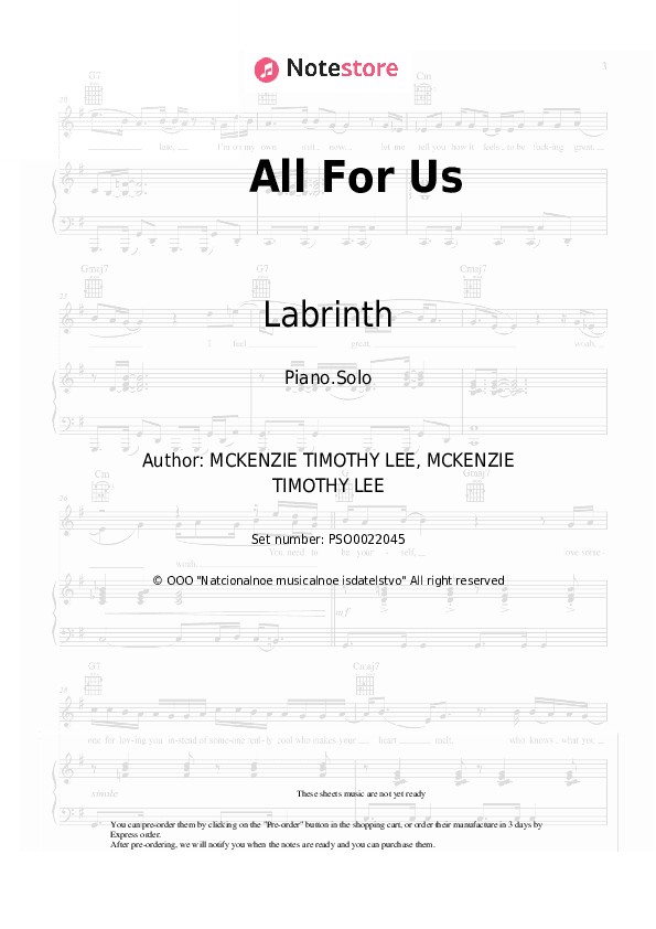 All For Us - Labrinth, Zendaya Piano Sheet Music - Piano.Solo