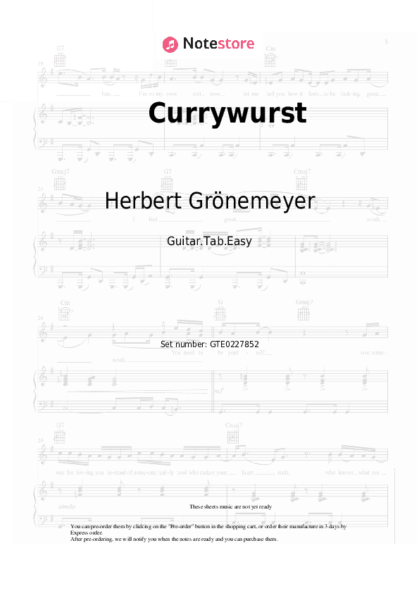 Currywurst - Herbert Grönemeyer Tabs Easy - Guitar.Tab.Easy