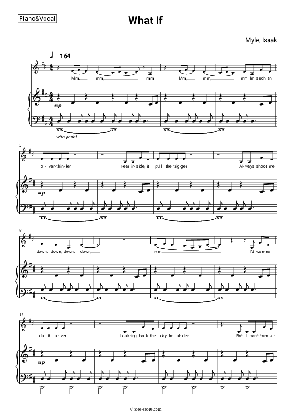 What If - Myle, Isaak Piano Sheet Music with the Voice part - Piano&Vocal