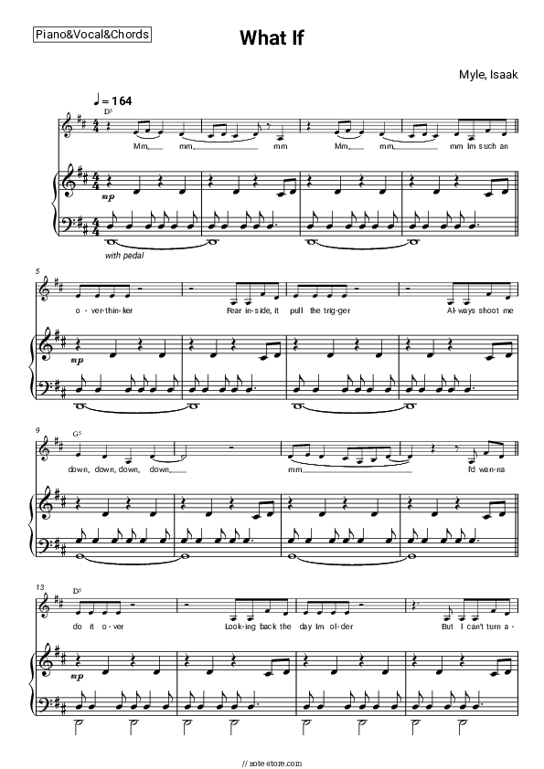 What If - Myle, Isaak Piano Sheet Music with the Vocal and Chords - Piano&Vocal&Chords