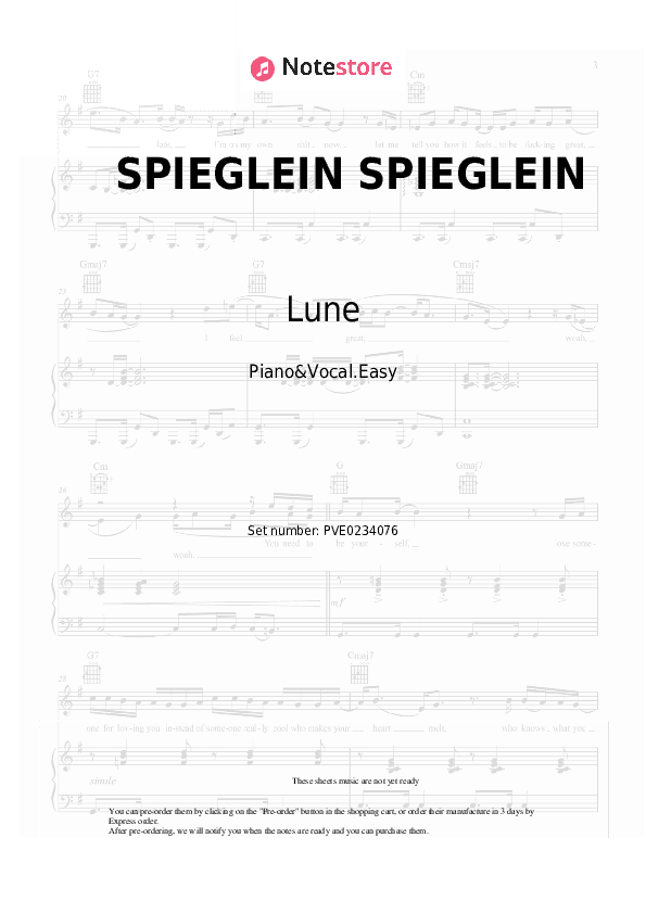SPIEGLEIN SPIEGLEIN - Lune, Milano Piano Sheet Music Easy and Vocal - Piano&Vocal.Easy