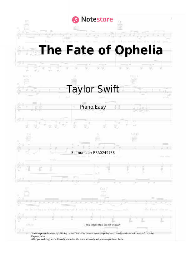 The Fate of Ophelia - Taylor Swift Piano Sheet Music Easy - Piano.Easy