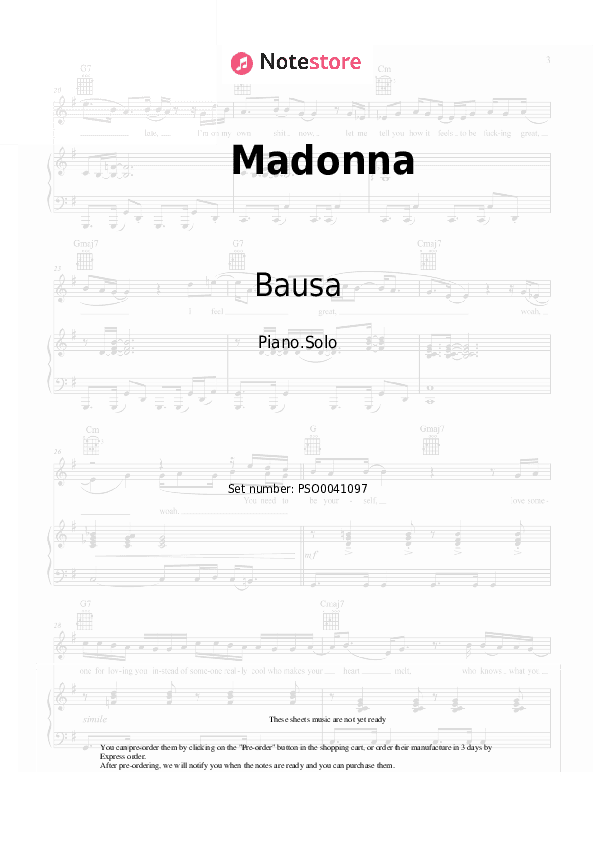 Madonna - Bausa, Apache 207 Piano Sheet Music - Piano.Solo