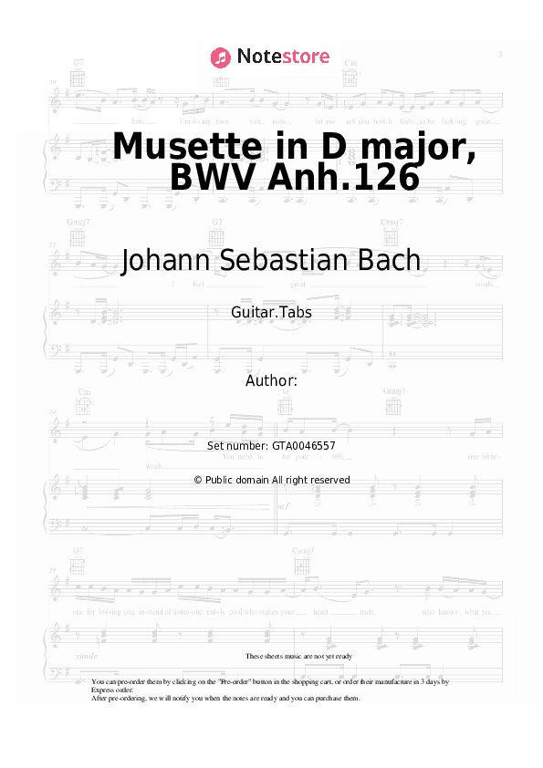 Musette in D major, BWV Anh.126 - Johann Sebastian Bach Tabs - Guitar.Tabs