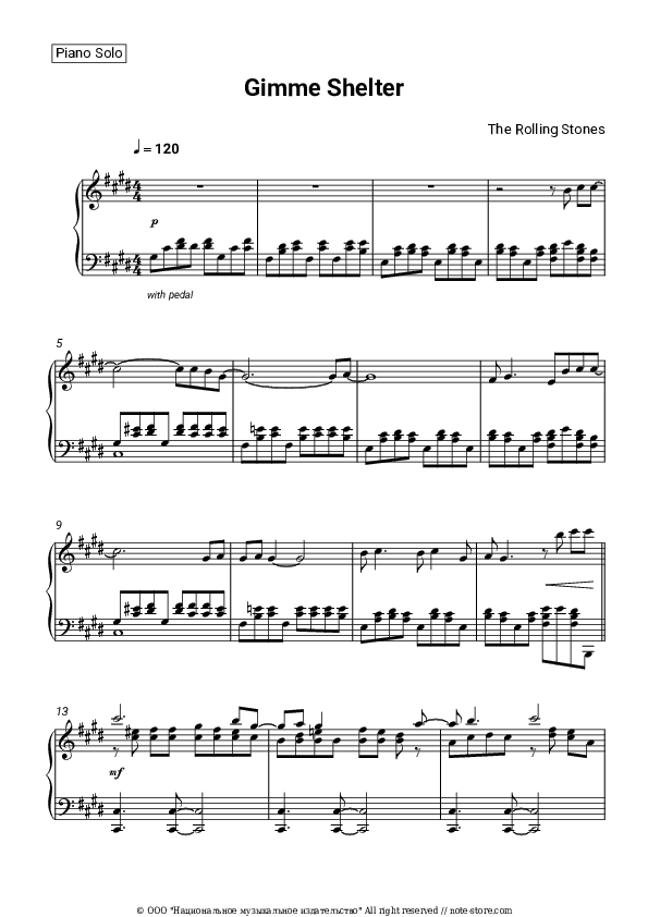 Gimme Shelter - The Rolling Stones Piano Sheet Music - Piano.Solo