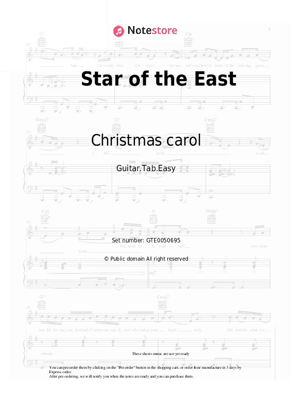Star of the East - Christmas carol Tabs Easy - Guitar.Tab.Easy