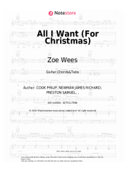 Sheet music, chords Zoe Wees - All I Want (For Christmas)