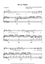 Sheet music, chords Pitbull, Daddy Yankee, Natti Natasha - No Lo Trates