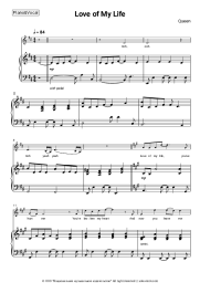 Sheet music, chords Queen - Love of My Life