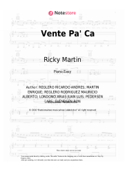 Sheet music, chords Ricky Martin, Maluma - Vente Pa' Ca