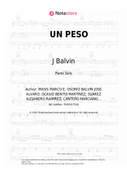 Sheet music, chords J Balvin, Bad Bunny, Marciano Cantero - UN PESO