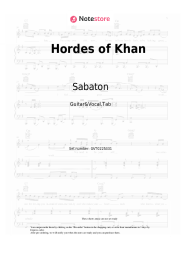 Sheet music, chords Sabaton - Hordes of Khan