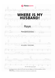 Sheet music, chords Raye - WHERE IS MY HUSBAND!