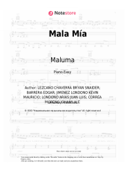 Sheet music, chords Maluma - Mala Mía