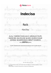 Sheet music, chords Reik, J Balvin, Lalo Ebratt - Indeciso