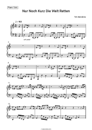 Sheet music, chords Tim Bendzko - Nur Noch Kurz Die Welt Retten
