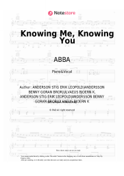 Sheet music, chords ABBA - Knowing Me, Knowing You