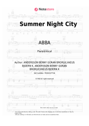 Sheet music, chords ABBA - Summer Night City